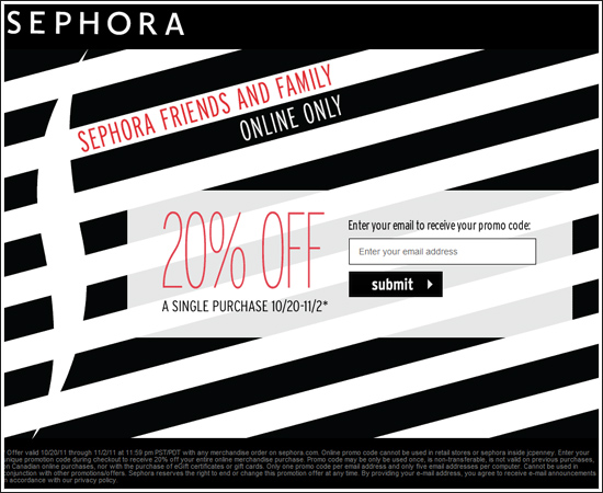 Sale Alert : Sephora’s 2011 Friends and Family Sale Get 20% Off